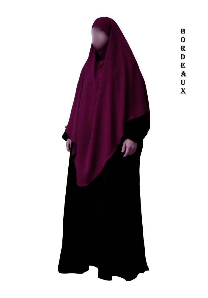 Khimar Long à Pointe en Tissu Jazz – Bandeau Intégré