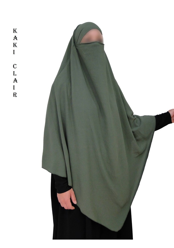Khimar Long à Pointe en Tissu Jazz – Bandeau Intégré