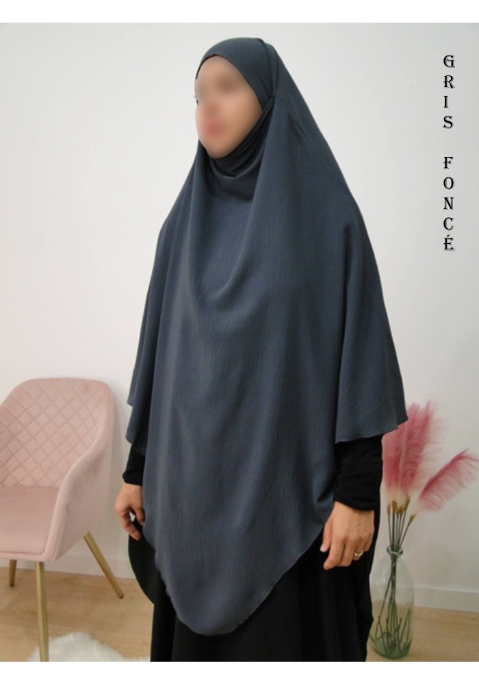 Khimar Long à Pointe en Tissu Jazz – Bandeau Intégré