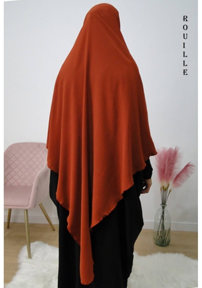 Khimar Long à Pointe en Tissu Jazz – Bandeau Intégré