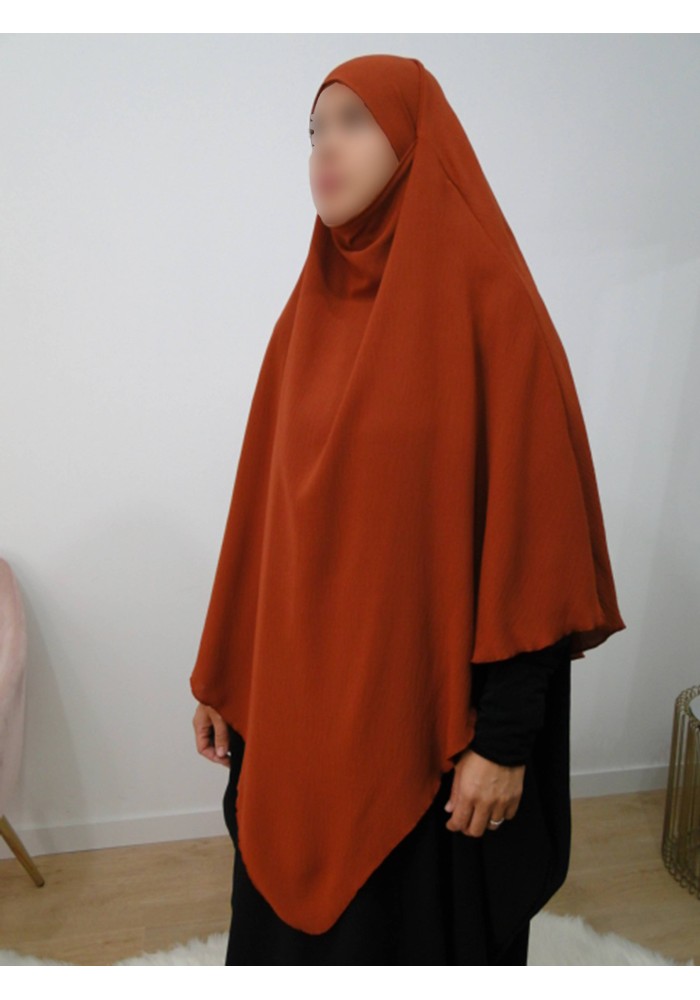 Khimar Long à Pointe en Tissu Jazz – Bandeau Intégré