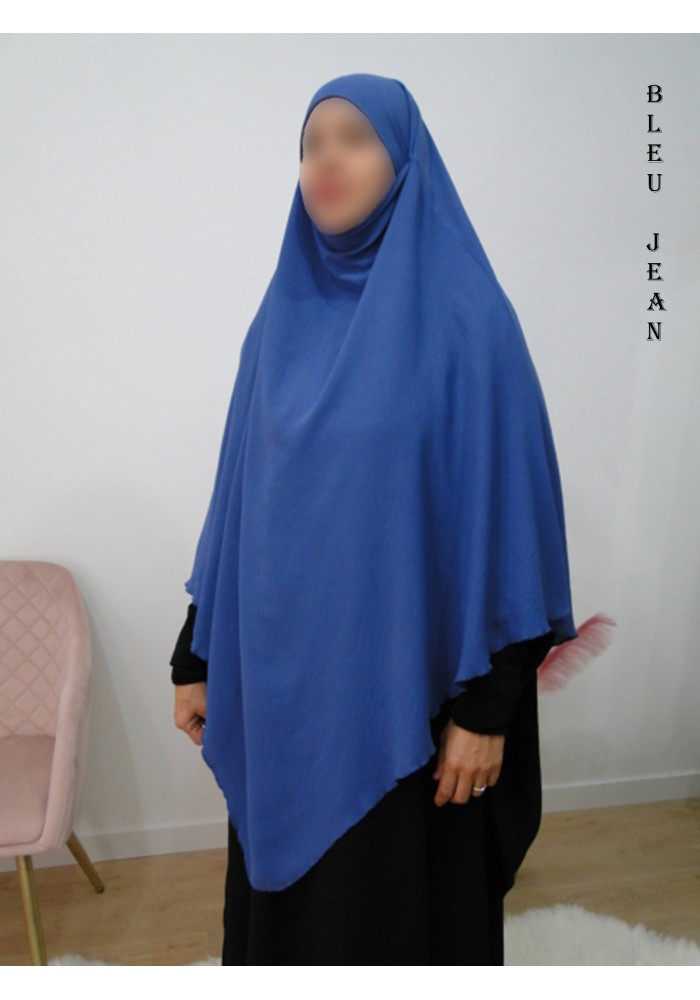 Khimar Long à Pointe en Tissu Jazz – Bandeau Intégré