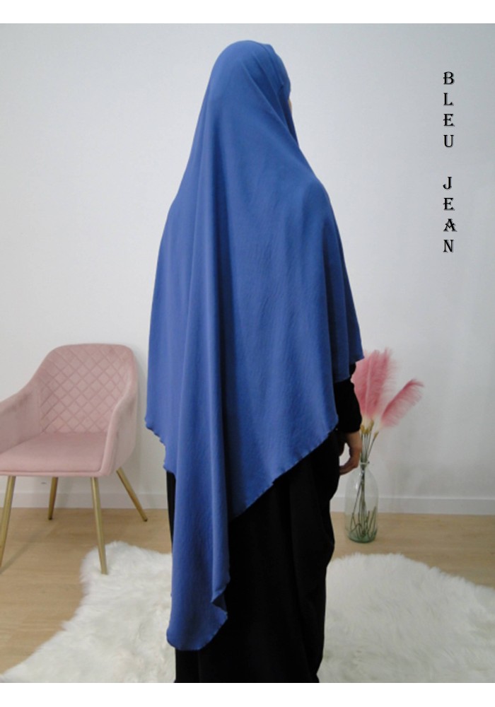 Khimar Long à Pointe en Tissu Jazz – Bandeau Intégré