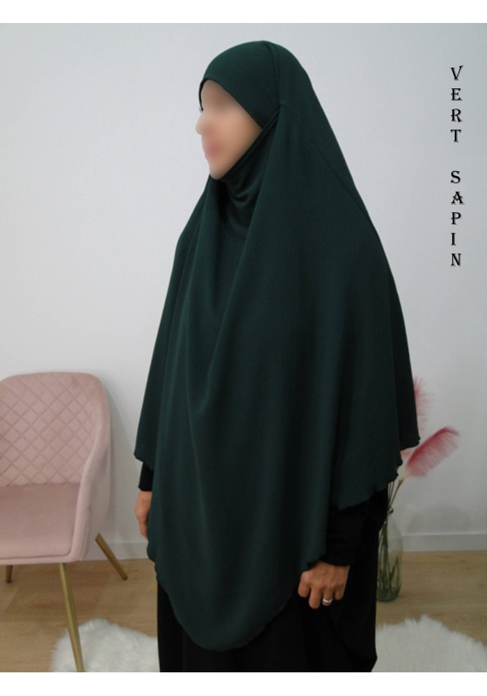 Khimar Long à Pointe en Tissu Jazz – Bandeau Intégré
