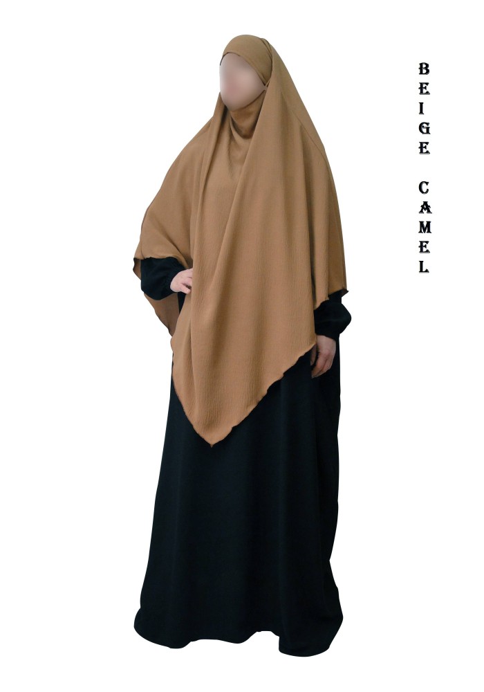 Khimar Long à Pointe en Tissu Jazz – Bandeau Intégré