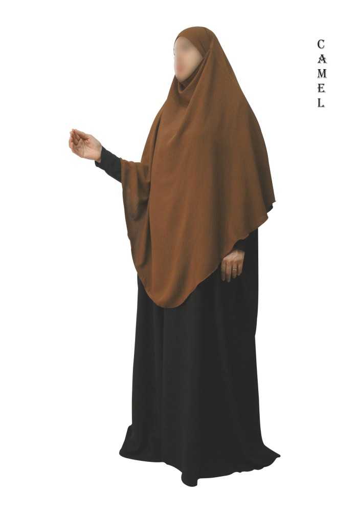Khimar Long à Pointe en Tissu Jazz – Bandeau Intégré