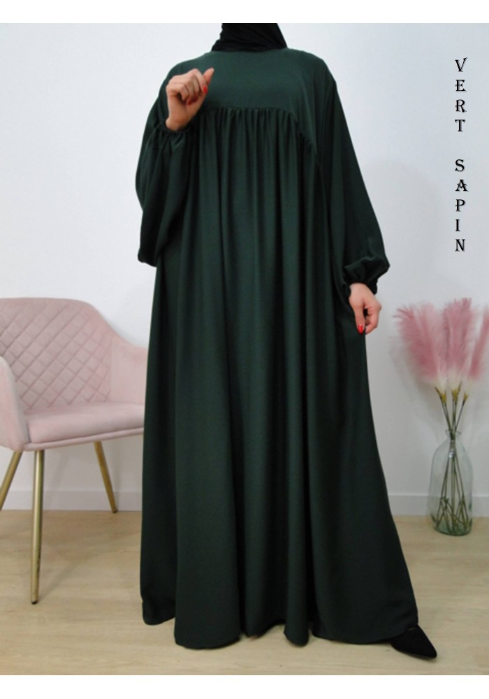 Abaya évasée "manches bouffantes" (Soie de Médine)