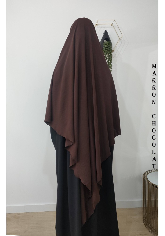 Khimar Long à Pointe en Tissu Jazz – Bandeau Intégré