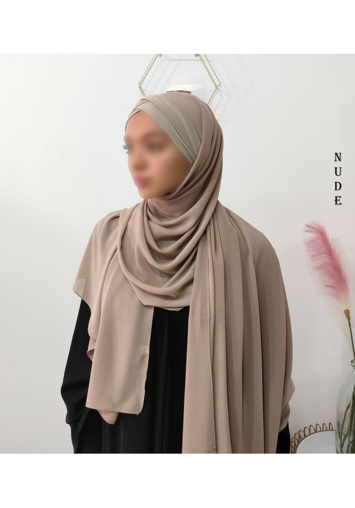 Hijab Malaisien Bonnet Croisé – Châle Intégré