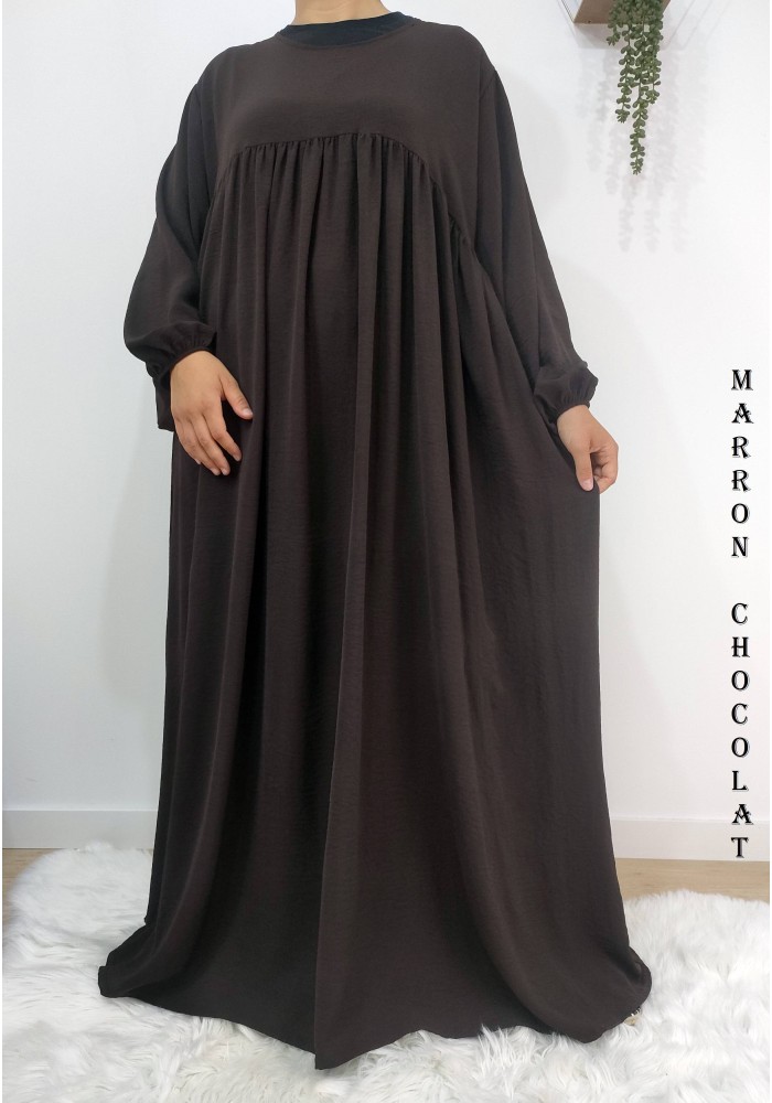 Abaya Évasée Jazz à Manches Bouffantes jusqu'à 1m85