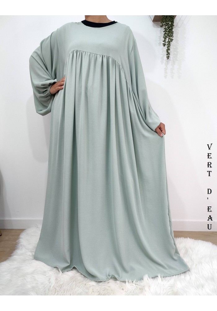 Abaya Évasée Jazz à Manches Bouffantes jusqu'à 1m85