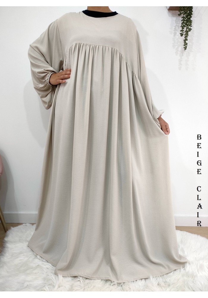 Abaya Évasée Jazz à Manches Bouffantes jusqu'à 1m85
