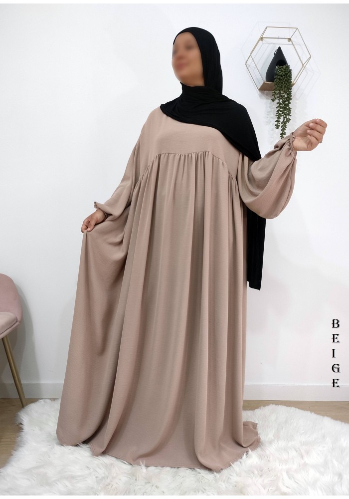 Abaya Évasée Jazz à Manches Bouffantes jusqu'à 1m85