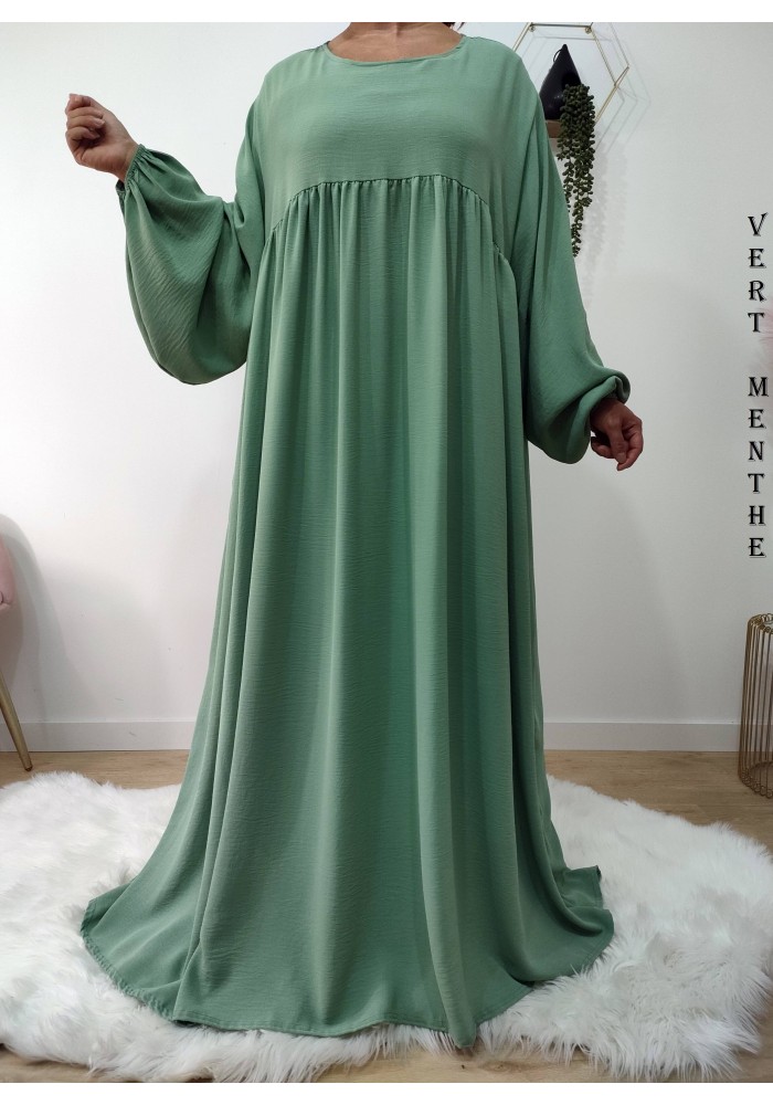 Abaya Évasée Jazz à Manches Bouffantes jusqu'à 1m85