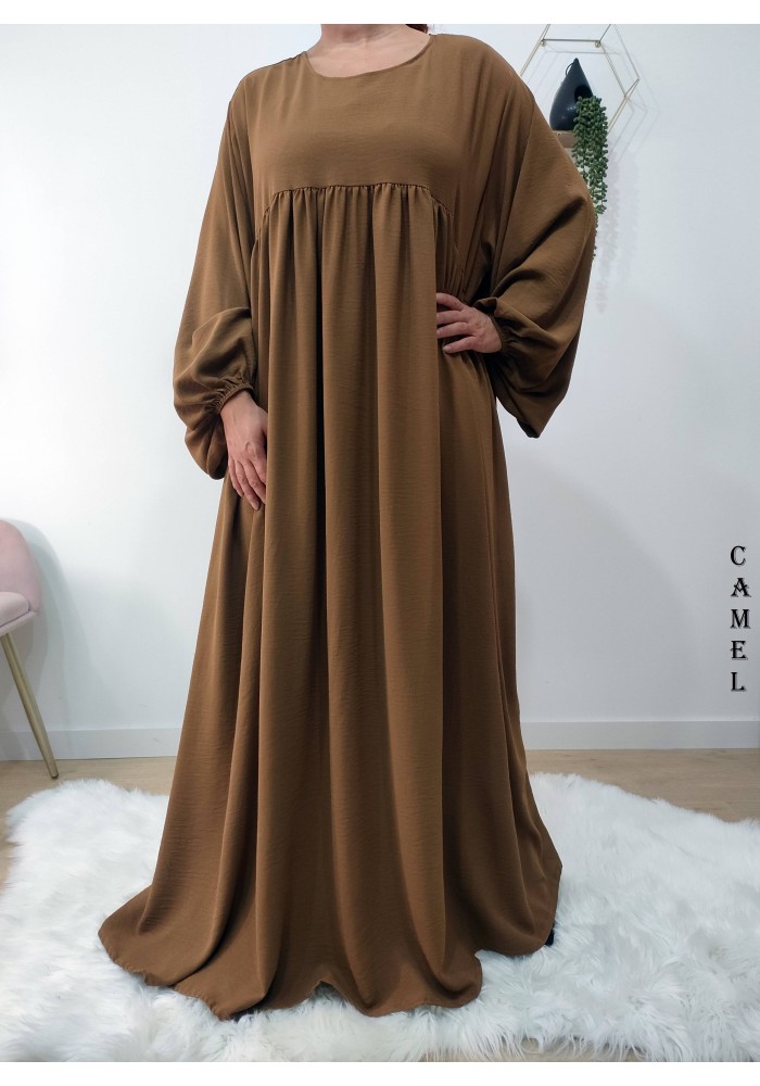 Abaya Évasée Jazz à Manches Bouffantes jusqu'à 1m85
