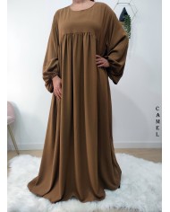 Abaya Évasée Jazz à Manches Bouffantes jusqu'à 1m85