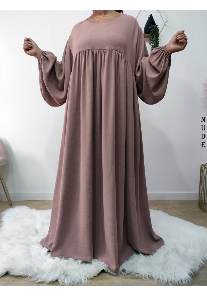 Abaya Évasée Jazz à Manches Bouffantes jusqu'à 1m85