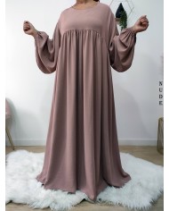 Abaya Évasée Jazz à Manches Bouffantes jusqu'à 1m85
