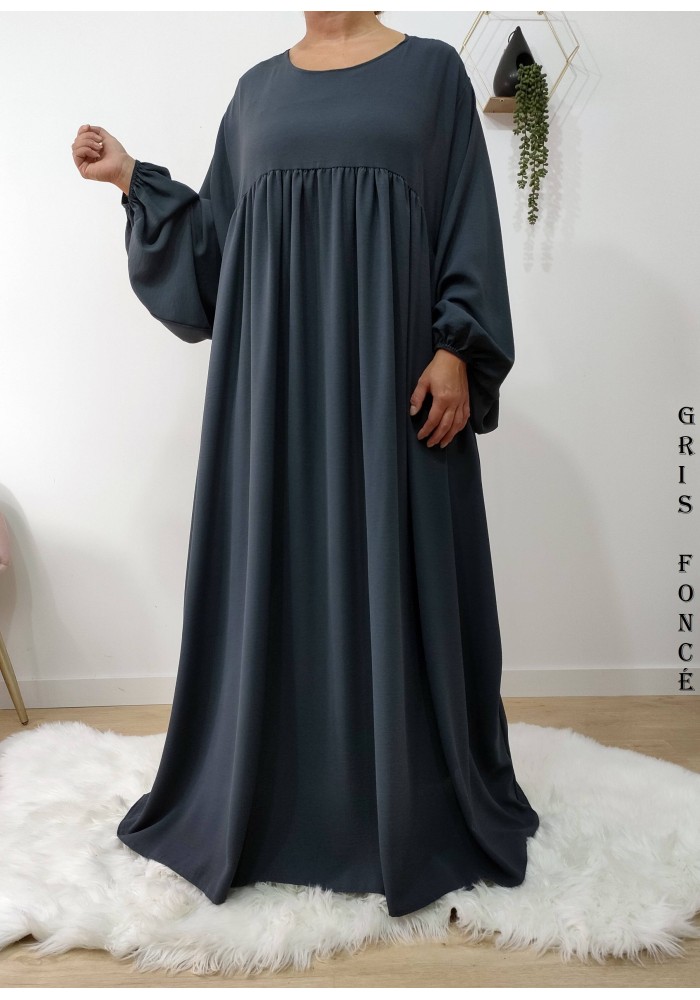 Abaya Évasée Jazz à Manches Bouffantes jusqu'à 1m85
