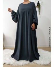 Abaya Évasée Jazz à Manches Bouffantes jusqu'à 1m85