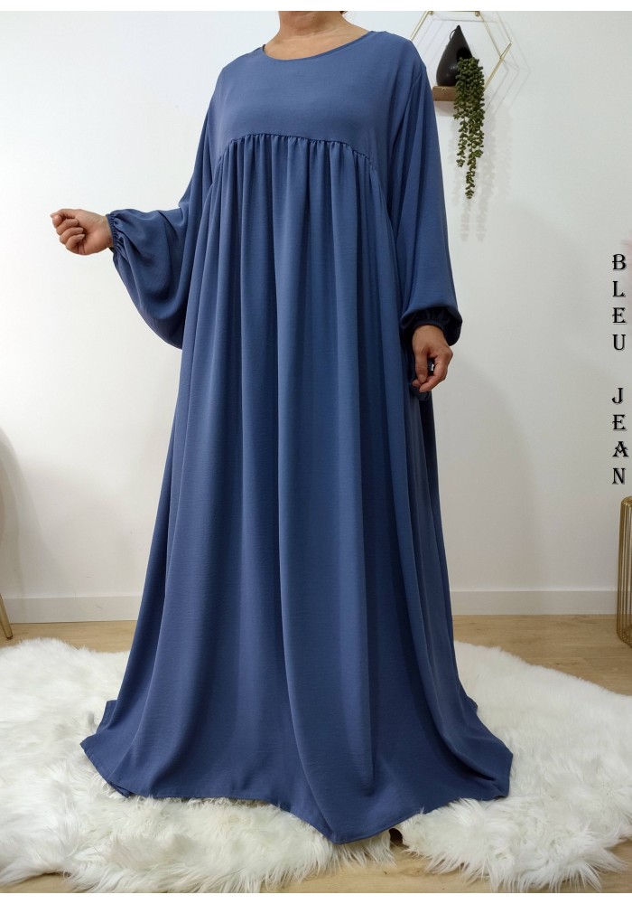Abaya Évasée Jazz à Manches Bouffantes jusqu'à 1m85