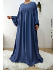 Abaya Évasée Jazz à Manches Bouffantes jusqu'à 1m85