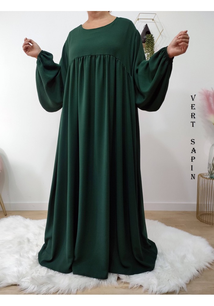 Abaya Évasée Jazz à Manches Bouffantes jusqu'à 1m85