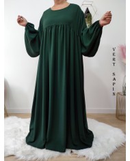 Abaya Évasée Jazz à Manches Bouffantes jusqu'à 1m85