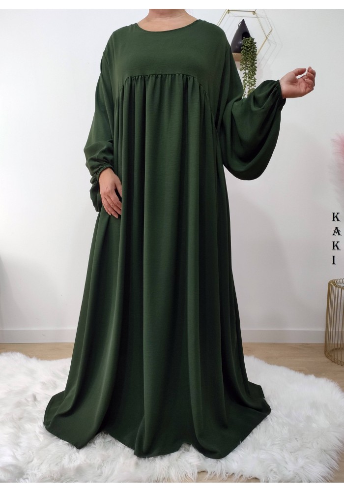 Abaya Évasée Jazz à Manches Bouffantes jusqu'à 1m85