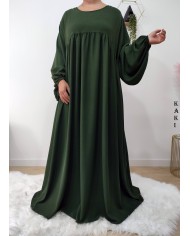 Abaya Évasée Jazz à Manches Bouffantes jusqu'à 1m85