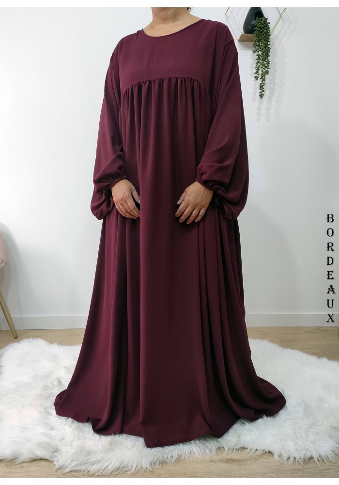 Abaya Évasée Jazz à Manches Bouffantes jusqu'à 1m85