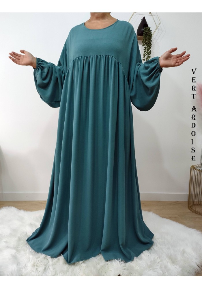 Abaya Évasée Jazz à Manches Bouffantes jusqu'à 1m85