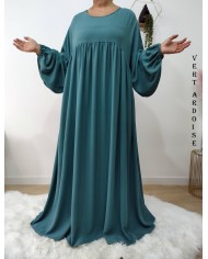 Abaya Évasée Jazz à Manches Bouffantes jusqu'à 1m85
