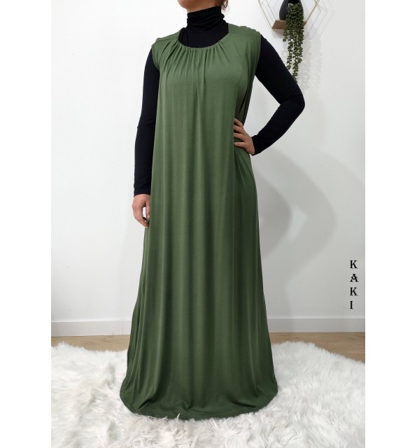 Robe UrbanLong en Viscose Sans Manches – Élégance Simple & Confort | B