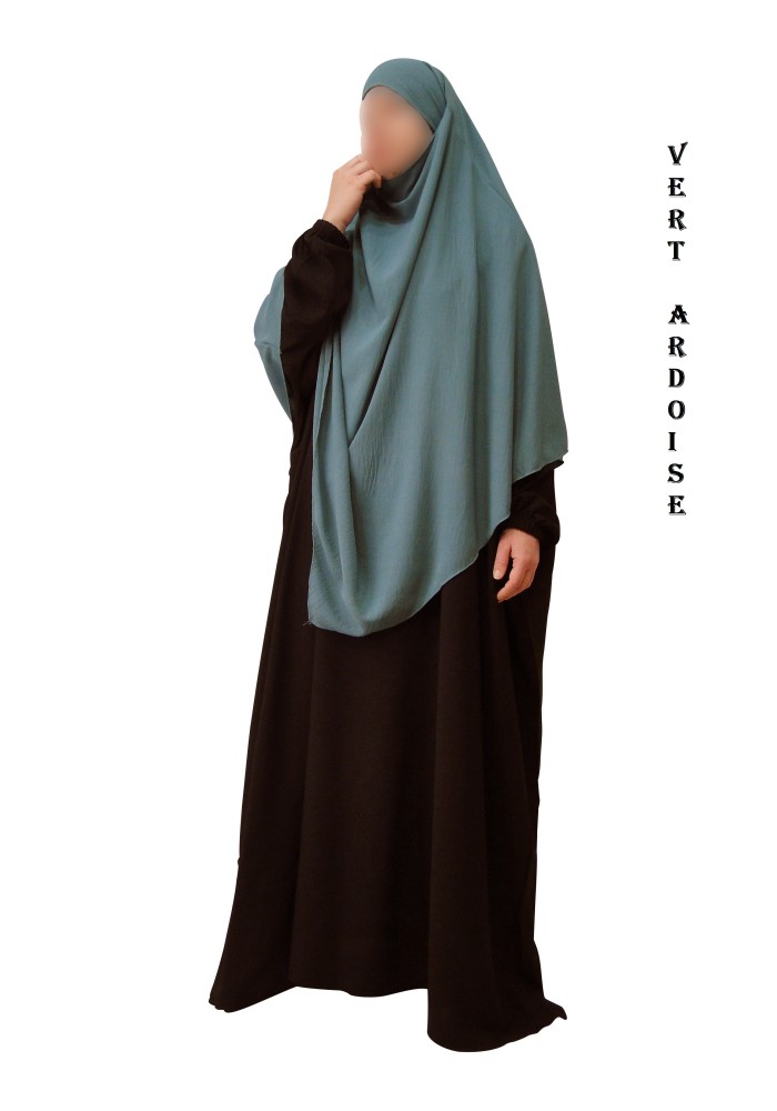 Khimar Long à Pointe en Tissu Jazz – Bandeau Intégré