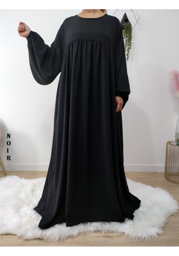 Abaya Évasée Jazz à Manches Bouffantes jusqu'à 1m85