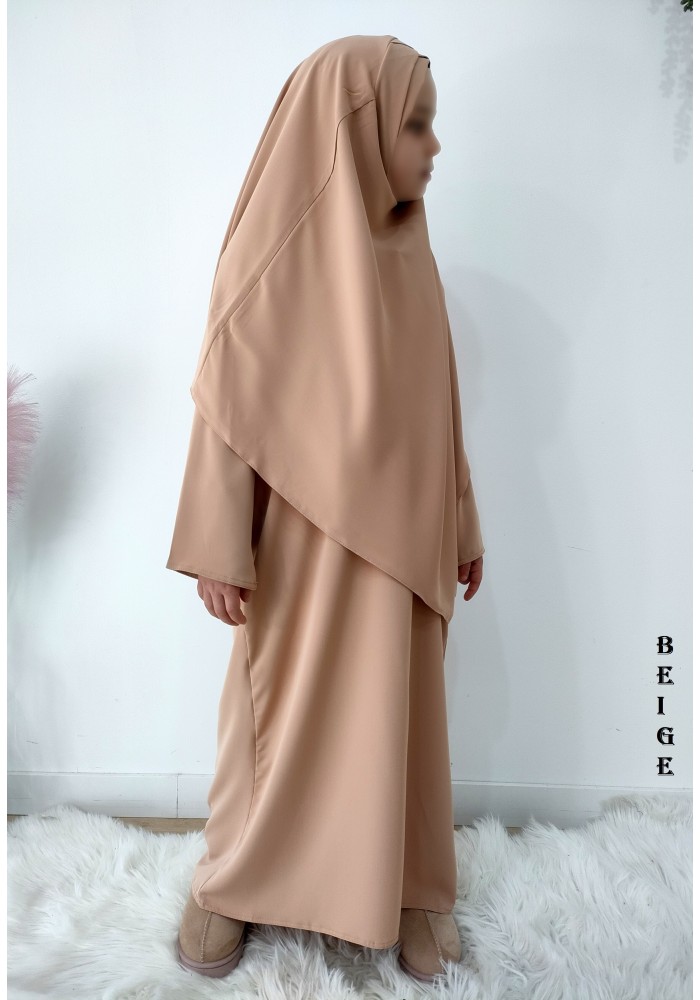 Ensemble abaya et khimar enfant en soie de Médine