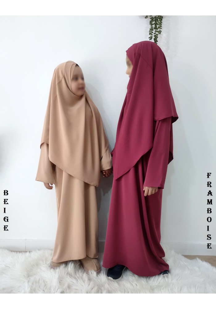 Ensemble abaya et khimar enfant en soie de Médine