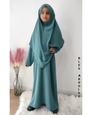 Ensemble abaya et khimar enfant en soie de Médine