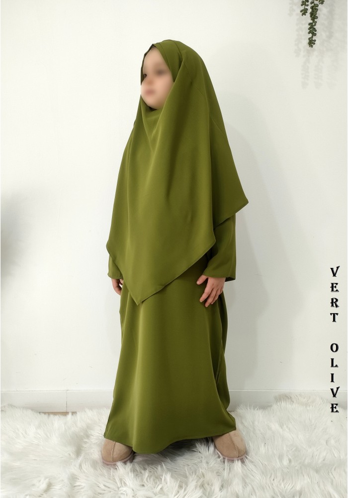 Ensemble abaya et khimar enfant en soie de Médine