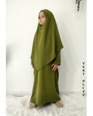 Ensemble abaya et khimar enfant en soie de Médine