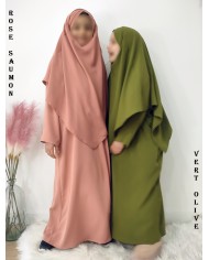 Ensemble abaya et khimar enfant en soie de Médine