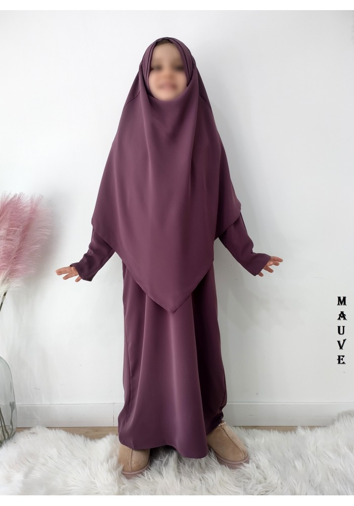 Ensemble abaya et khimar enfant en soie de Médine