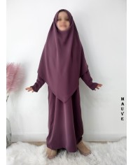 Ensemble abaya et khimar enfant en soie de Médine