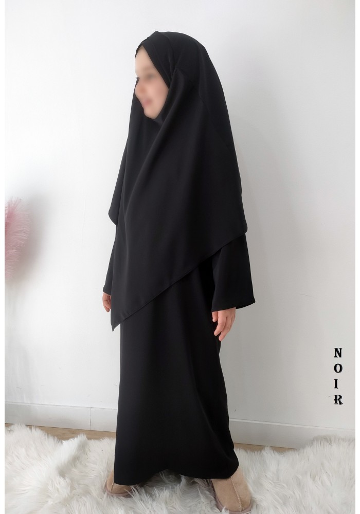 Ensemble abaya et khimar enfant en soie de Médine