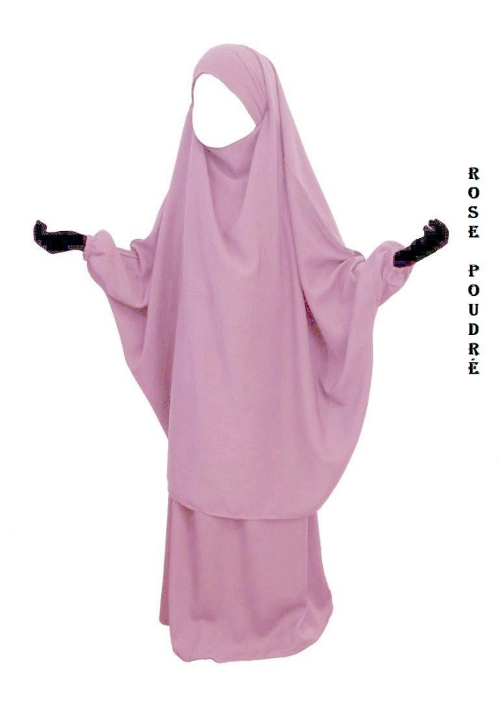 JILBAB 2 PIECES ENFANT "Jupe ou Sarouel" (Wool peach)