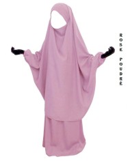 JILBAB 2 PIECES ENFANT "Jupe ou Sarouel" (Wool peach)