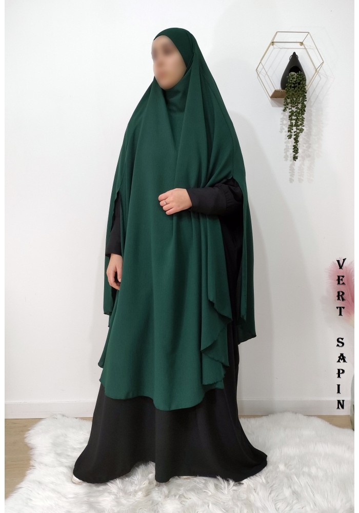 Long Khimar à Fentes en Tissu Jazz – Opaque et Fluide