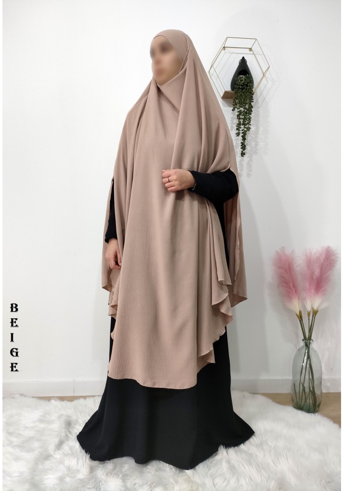 Long Khimar à Fentes en Tissu Jazz – Opaque et Fluide