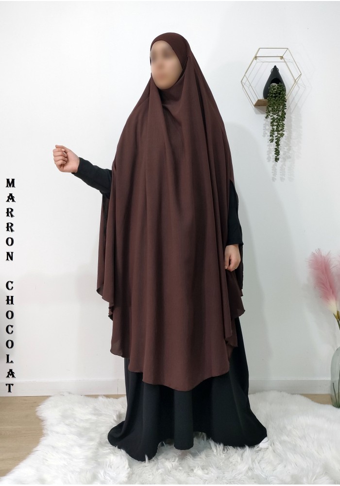 Long Khimar à Fentes en Tissu Jazz – Opaque et Fluide
